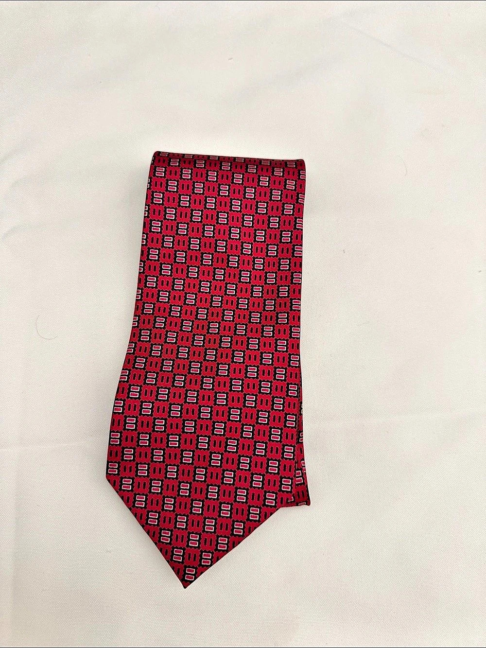 Barneys New York Geometric Red & Black Tie Like New